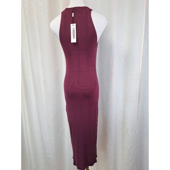 NEW! L'Agence Shelby Bodycon Dress Knit Stretch Sleeveless Burgundy Midi XS - Picture 3 of 10